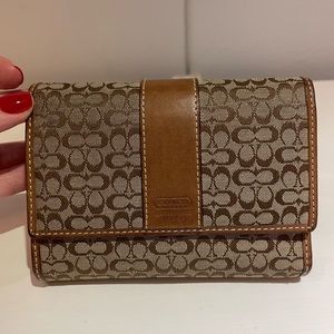 Coach Tan Logo Trifold Compact Wallet
